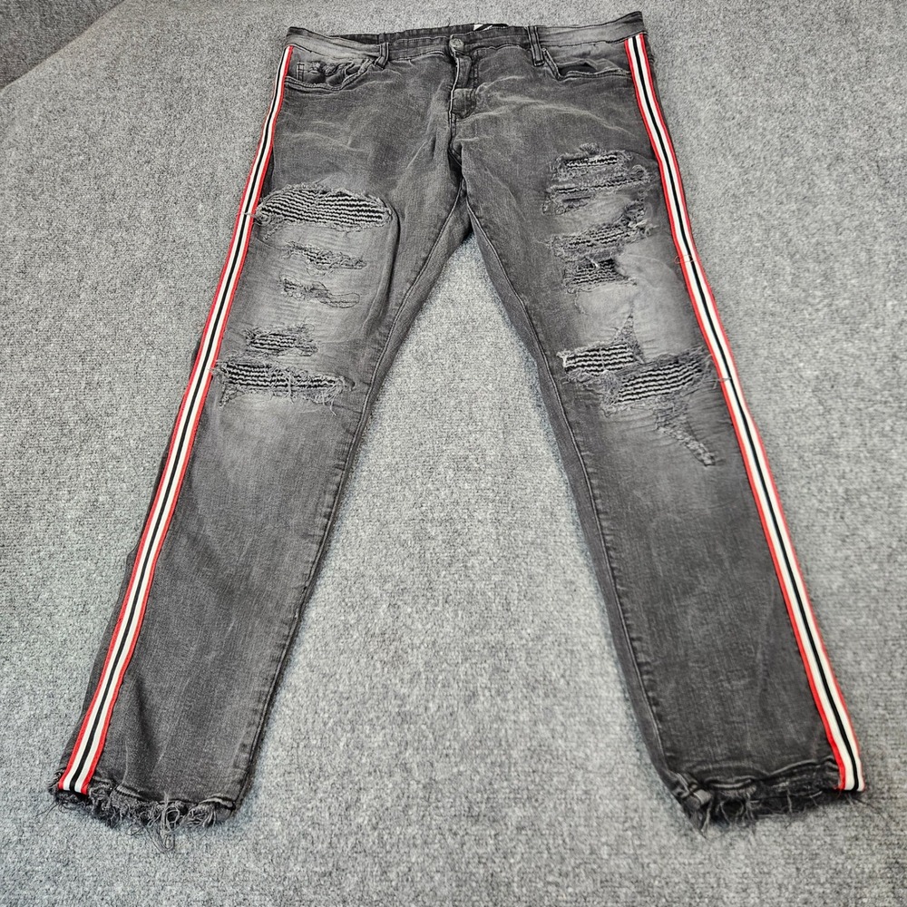 Jordan Craig Legacy Edition Distressed Side Stripe Jeans Black MensJM1933